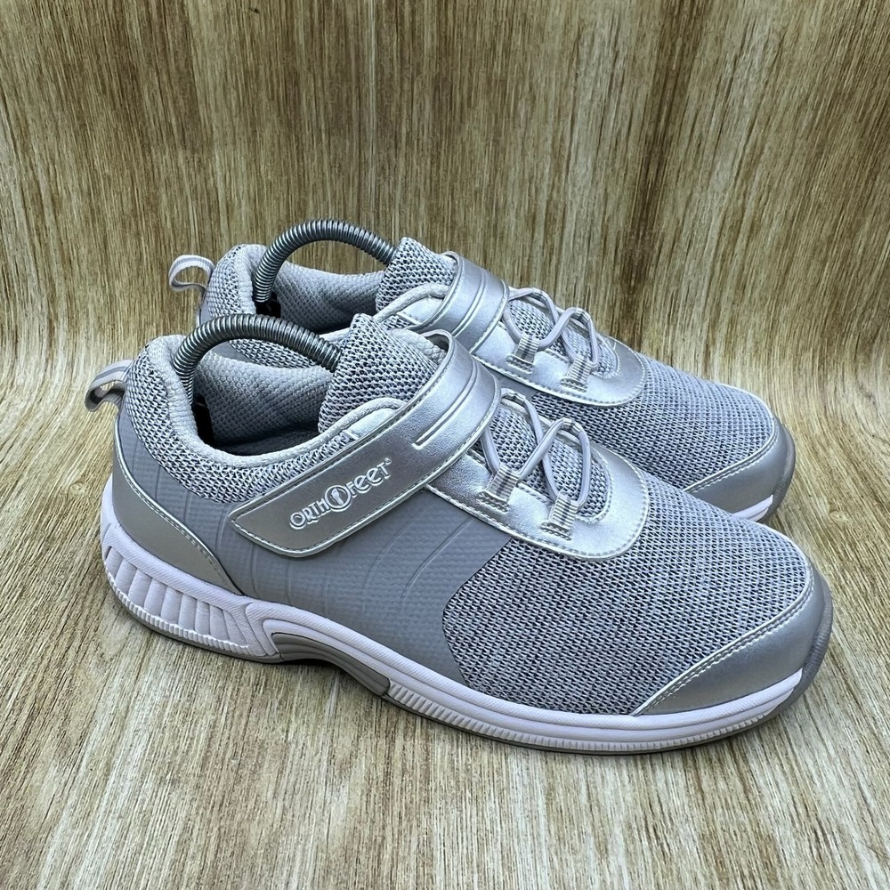 Orthofeet Joelle Walking Shoes Womens Size 10 D Wide Silver Strap Bungee 832